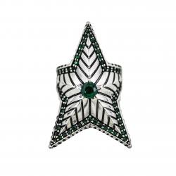 DEPP STAR RING WITH  NATURAL STONES - EMERALD