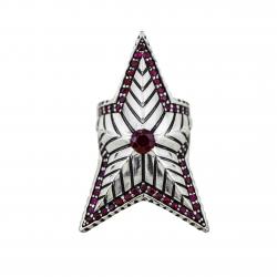 DEPP STAR RING WITH NATURAL STONES - RUBY