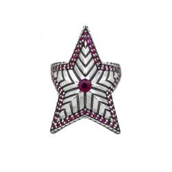 SMALL DEPP STAR RING WITH NATURAL STONES - RUBY