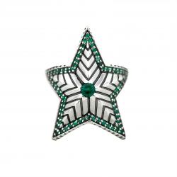 SMALL DEPP STAR RING WITH NATURAL STONES - EMERALD