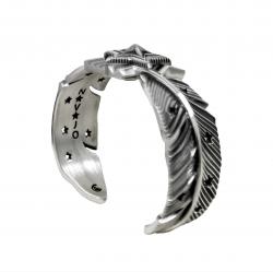 HEAVY CS NAVAJO SHERIFF STAR ARROW FEATHER BRACELET - STARRY