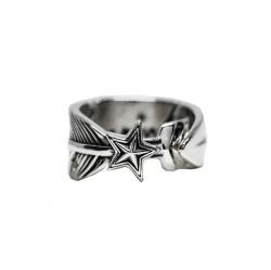 CS NAVAJO SHERIFF STAR  ARROW FEATHER RING WITH DIAMONDS - STARRY