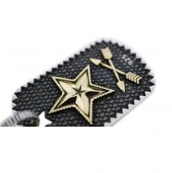 SHERIFF STAR & STAR HOLE DOG TAG WITH COIN EDGE 925/18K