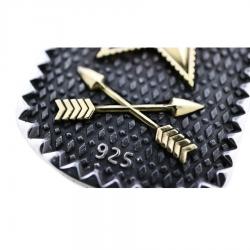 SHERIFF STAR & STAR HOLE DOG TAG WITH COIN EDGE 925/18K