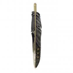 CS NAVAJO TRIPLE STARS ON THE FIRST ARROW FEATHER PENDANT 925/18K