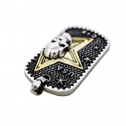 SKULL STAR FIGHT 4 PEACE DOG TAG 925/18K