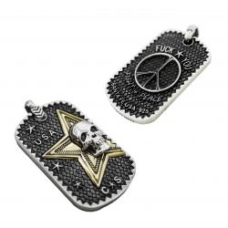 SKULL STAR FIGHT 4 PEACE DOG TAG 925/18K