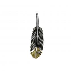 CS NAVAJO TINY STAR ARROW FEATHER LEFT TWISTED 925/18K PENDANT - 2