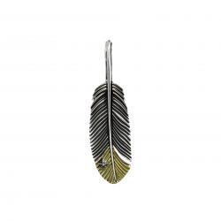 CS NAVAJO TINY STAR ARROW FEATHER RIGHT TWISTED 925/18K PENDANT - 2