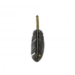 CS NAVAJO TINY STAR ARROW FEATHER LEFT TWISTED 925/18K PENDANT - 1