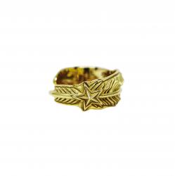 SMALL CS NAVAJO SHERIFF STAR ARROW FEATHER RING 18K GOLD - VIP EXCLUSIVE