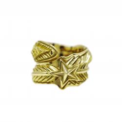 LARGE CS NAVAJO SHERIFF STAR ARROW FEATHER RING 18K GOLD - VIP EXCLUSIVE