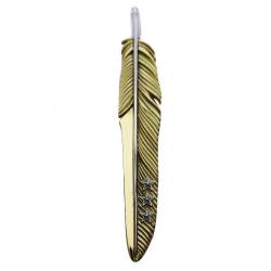 CS NAVAJO TRIPLE STARS ON THE FIRST ARROW FEATHER PENDANT 18K/PLATINUM
