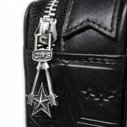 【GIFT WITH PURCHASE】CS LEATHER PRINTED LOGO COSMETIC BAG WITH ARROW RISING STAR ZIPPER - BLACK