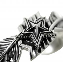 HEAVY CS NAVAJO SHERIFF STAR ARROW FEATHER CUFF - STARRY