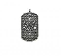 SMALL STARS & CROSSED ARROWS DOG TAG WITH OUTSIDE COIN EDGE