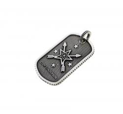 SMALL STARS & CROSSED ARROWS DOG TAG WITH OUTSIDE COIN EDGE