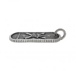 SMALL STARS & CROSSED ARROWS DOG TAG WITH OUTSIDE COIN EDGE