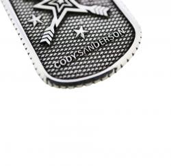 SMALL STARS & CROSSED ARROWS DOG TAG WITH OUTSIDE COIN EDGE