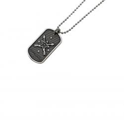 SMALL STARS & CROSSED ARROWS DOG TAG WITH OUTSIDE COIN EDGE